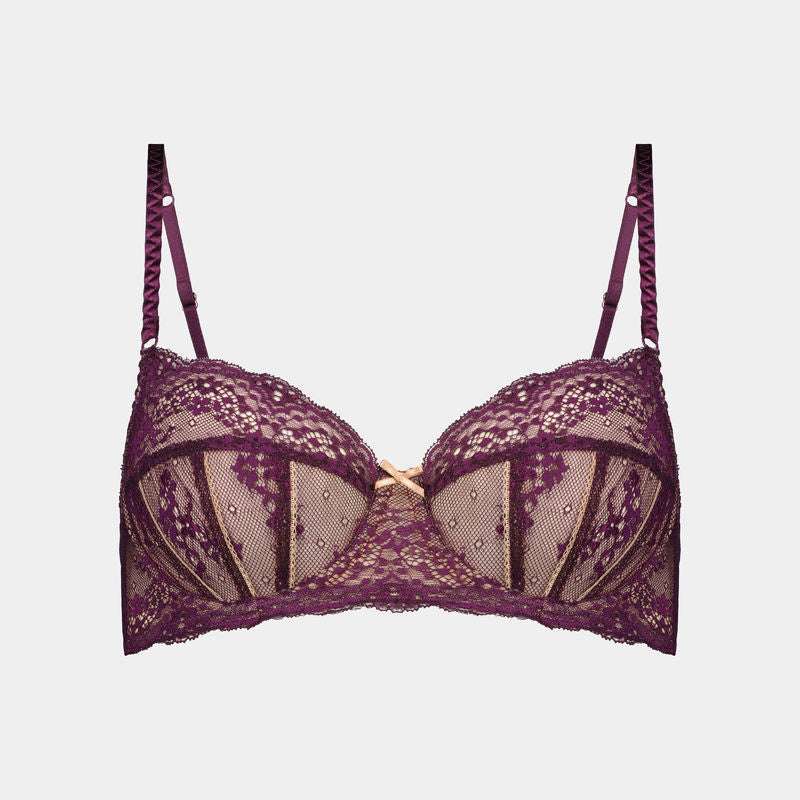 Sofia Underwire Bra in POTENT PURPLE/TUSCANY. Flat lay front view