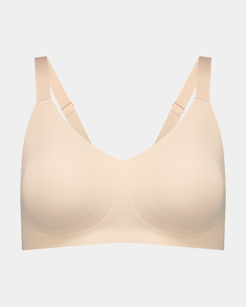Comfit Collection Wire Free Bra in LATTE. Flat lay front view