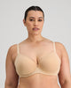 Model wears Sculpt Contour Bra in LATTE. On body front view