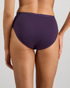 Model wears Body Cotton Bikini in PURPLE VELVET. On body back view