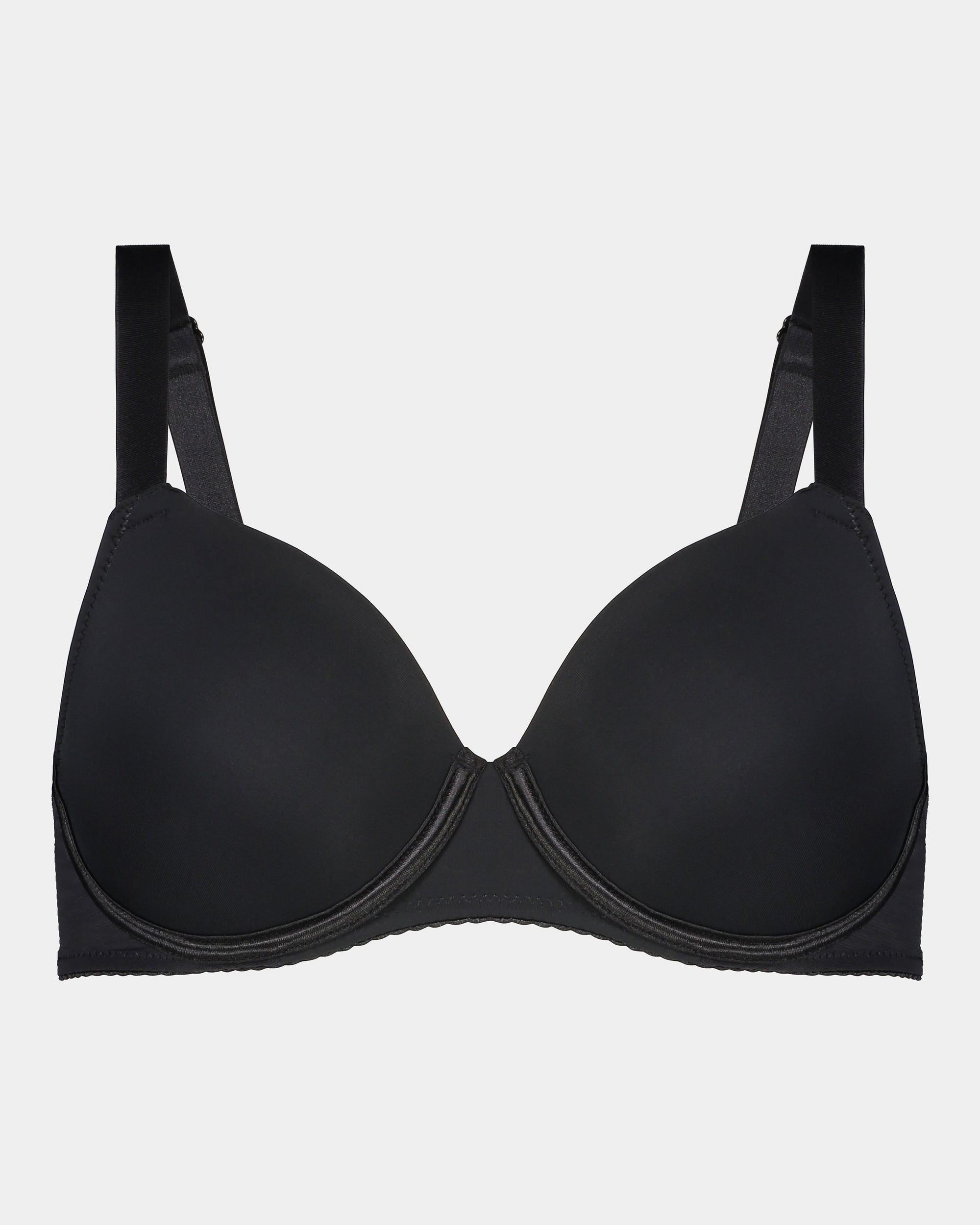 Model wears Body Basics Contour Bra in BLACK. On body front view