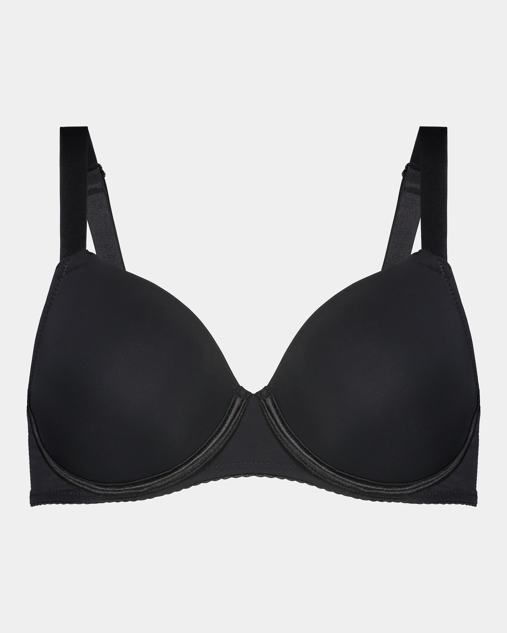 Model wears Body Basics Contour Bra in BLACK. On body front view