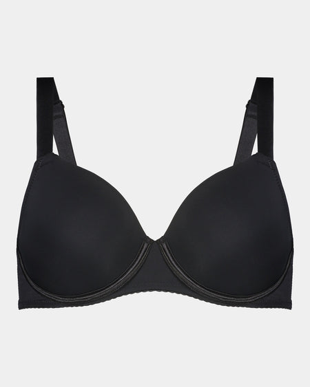 Model wears Body Basics Contour Bra in BLACK. On body front view