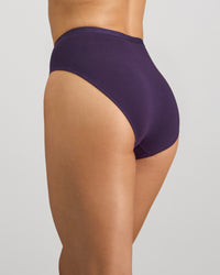 Body Cotton High Cut Brief in PURPLE VELVET. Flat lay back view