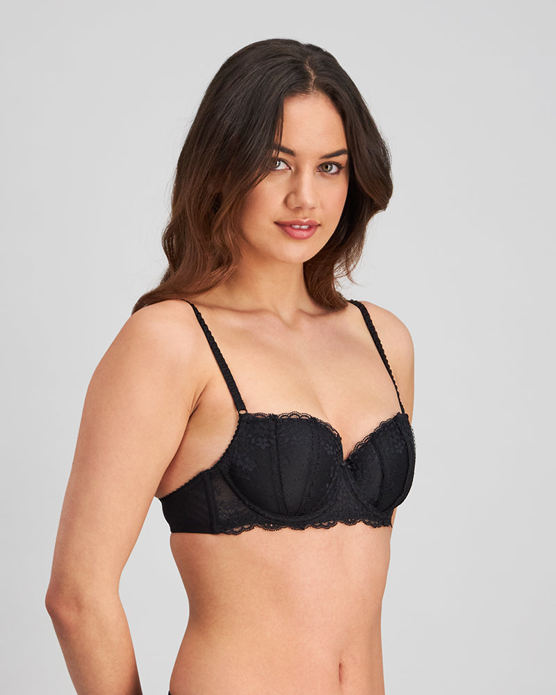 Sofia Contour Bra in BLACK. Flat lay back view
