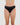 Model wears Cotton And Lace Thong in BLACK. On body front view