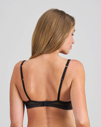 Model wears Bianca Nera Contour Bra in BLACK. On body back view