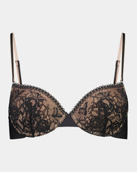 Naturally Me Contour Bra in BLACK. Flat lay front view