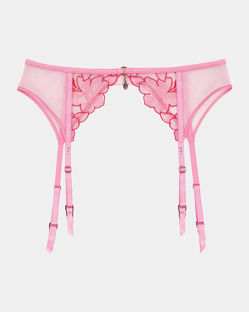 Josephine Suspender in SACHET PINK. Flat lay front view