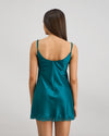 Model wears Sleigh The Night Chemise in EVERGLADE. On body back view