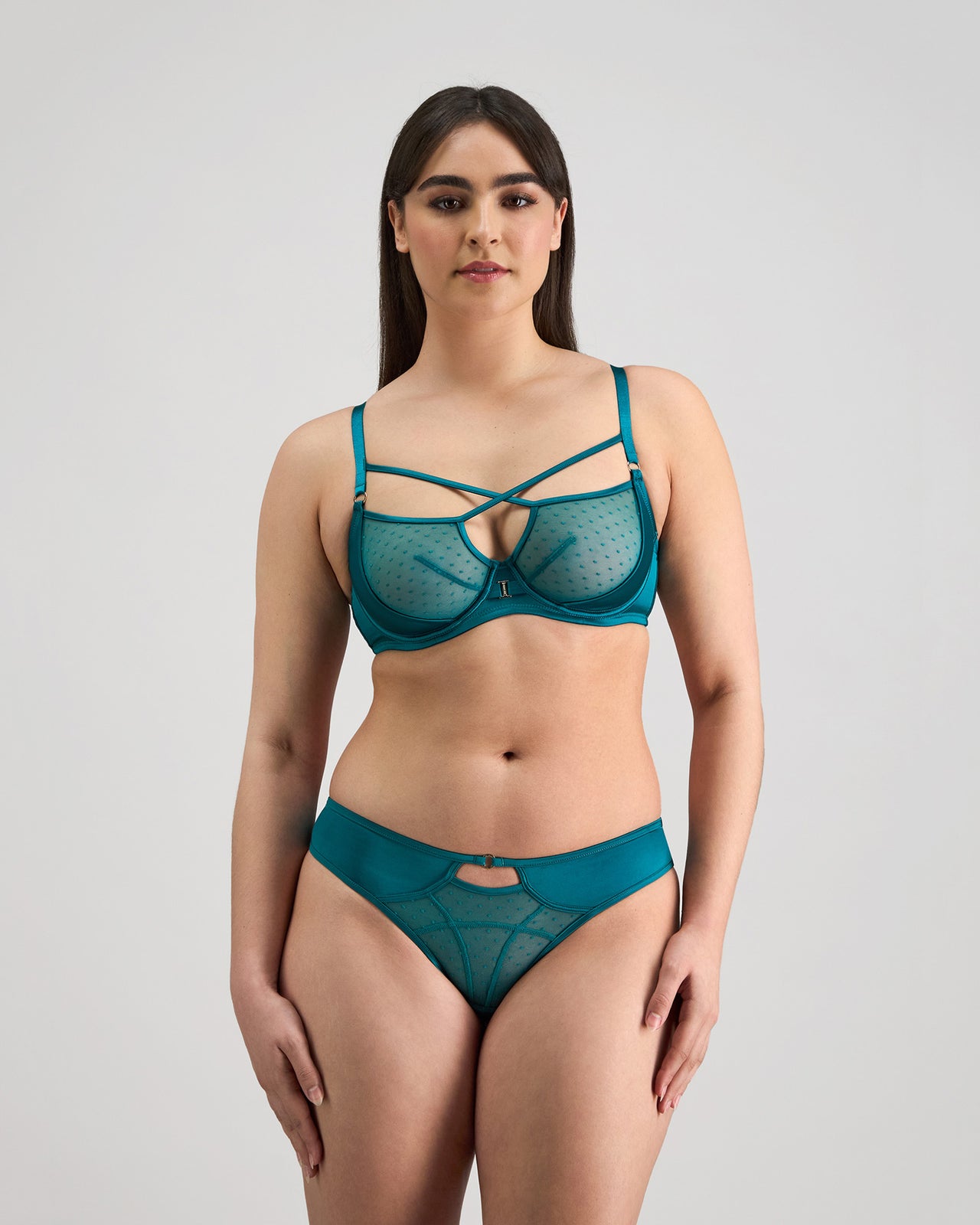 Lottie Underwire Bra in EVERGLADE. Feature shot