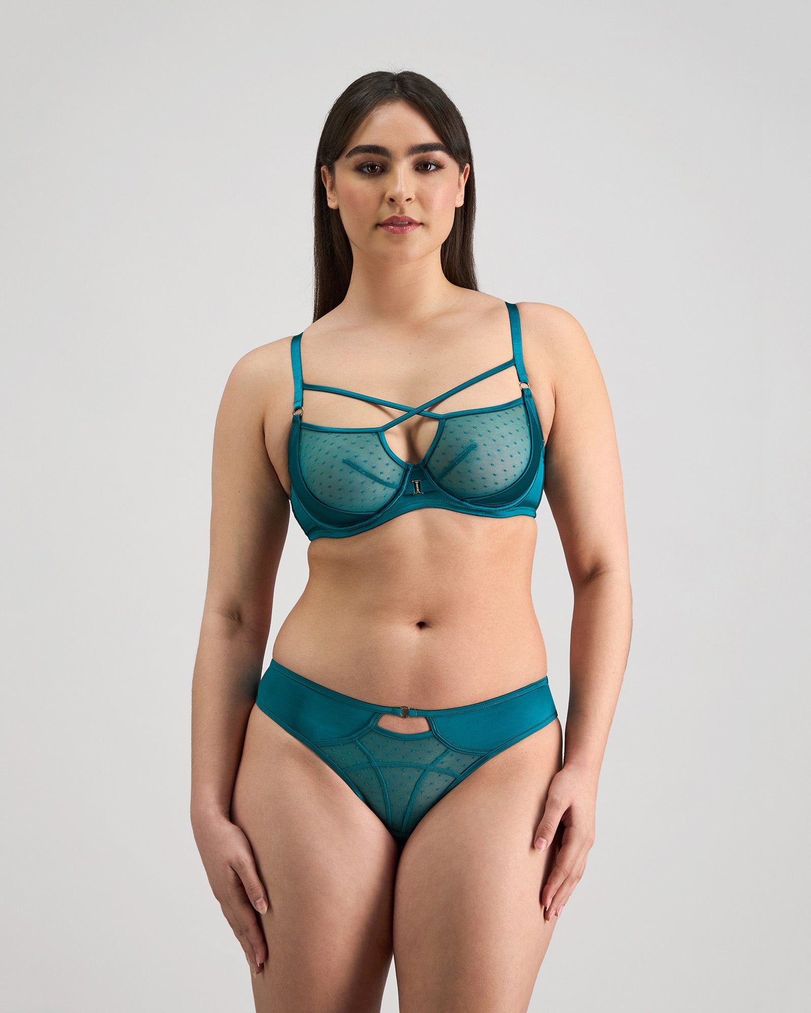 Lottie Underwire Bra in EVERGLADE. Feature shot