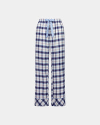 Cosy Flannel Long Pj Pant in NAVY BLAZER. Flat lay front view