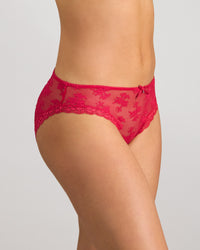 Model wears Light Lace Bikini in JAZZY. On body side view