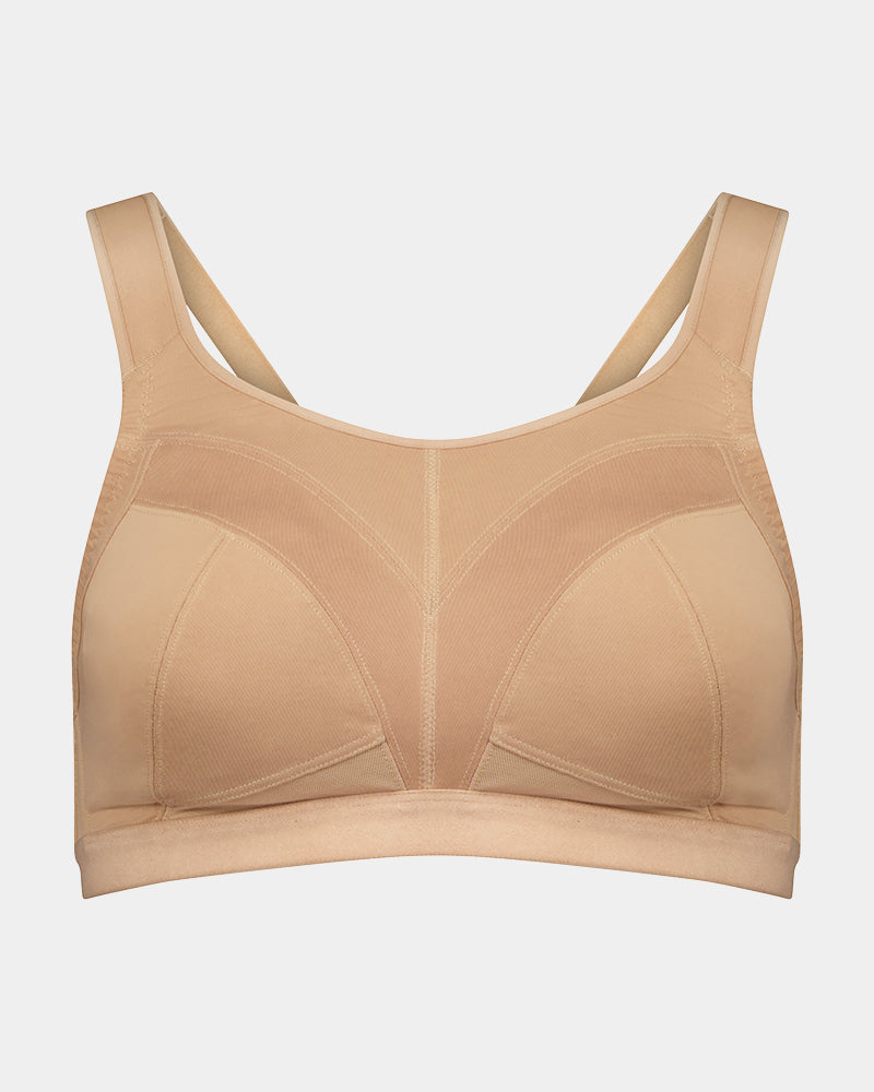 Stamina Wire Free Bra in LATTE. Flat lay front view