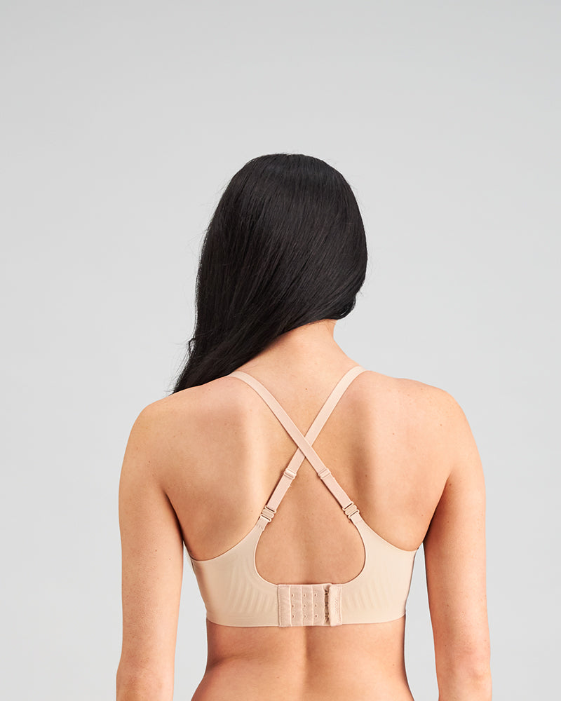 Comfit Collection Contour Bra in LATTE. Flat lay back view
