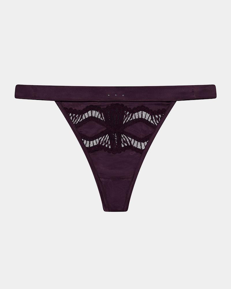 Palmer Thong in PLUM PERFECT. Flat lay front view