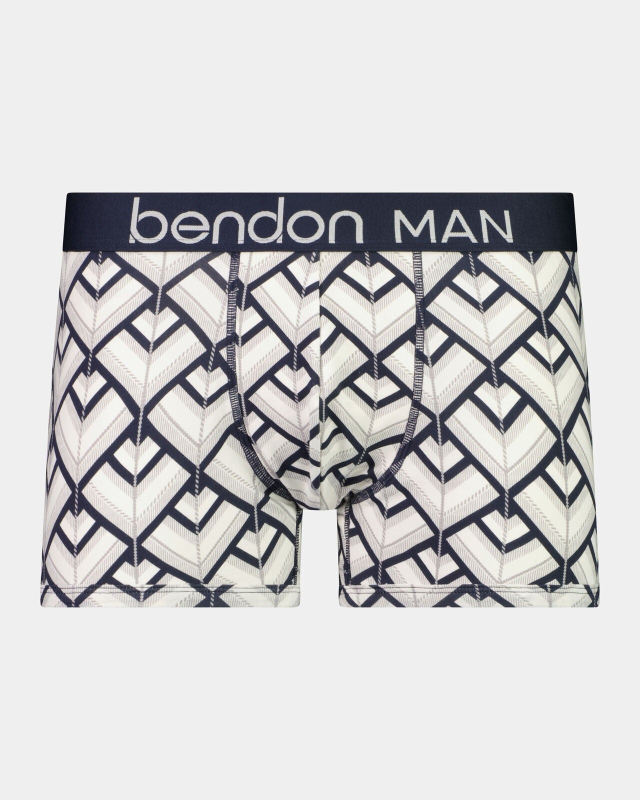 Retros Print Mens Trunk in ART DECO TILE PRINT. Flat lay front view