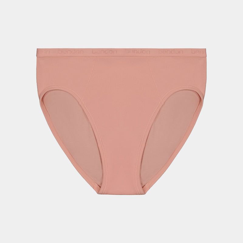 Body Cotton High Cut Brief in CORAL CLOUD. Flat lay front view