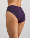 Model wears Body Cotton Bikini in PURPLE VELVET. On body side view