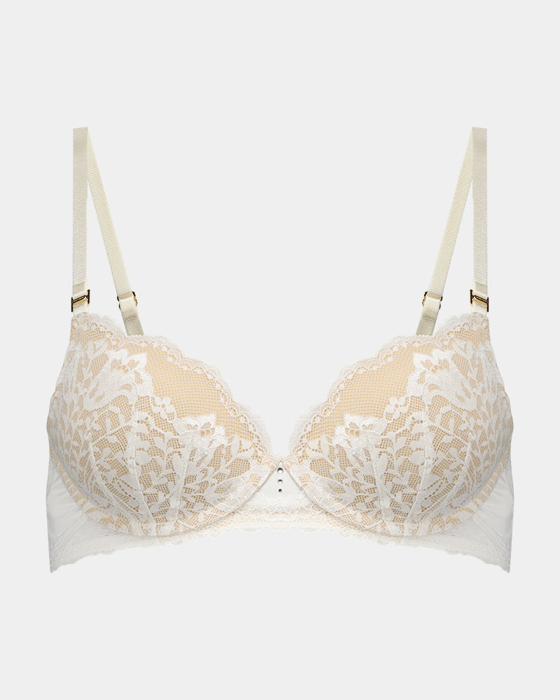 Shivani Push Up Bra in SUGAR. Flat lay front view