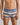 Model wears Rugby Stripe Mens Trunk in INDIGO/ICEBERG/SMOKE. On body front view
