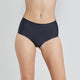 Model wears Flo Light Full Brief in BLACK. On body front view