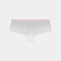 Madeline Full Brief in WHITE/BURNISHED LILAC. Flat lay front view