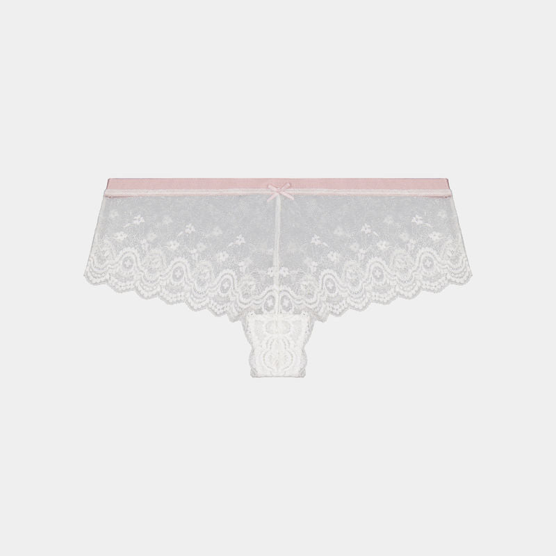 Madeline Full Brief in WHITE/BURNISHED LILAC. Flat lay front view