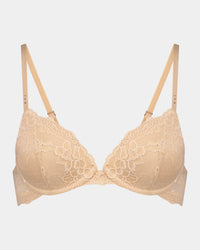 My Fit Lace Push Up Bra in FRAPPE. Flat lay front view