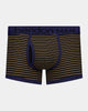 Bold Stripe Mens Trunk in BLACK/OAK BUFF STRIPE. Flat lay front view