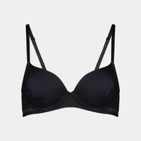 Chloe Contour Bra in BLACK. Flat lay front view