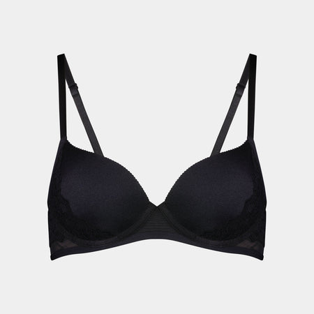 Chloe Contour Bra in BLACK. Flat lay front view