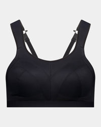 Stamina Wire Free Bra in BLACK. Flat lay front view
