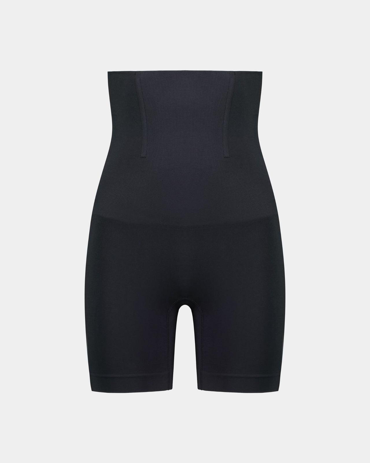 Bamboo Bodywear High Waisted Shaper Short in BLACK. Flat lay front view
