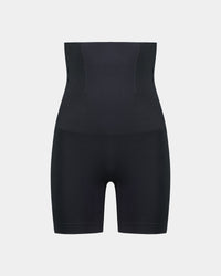 Bamboo Bodywear High Waisted Shaper Short in BLACK. Flat lay front view