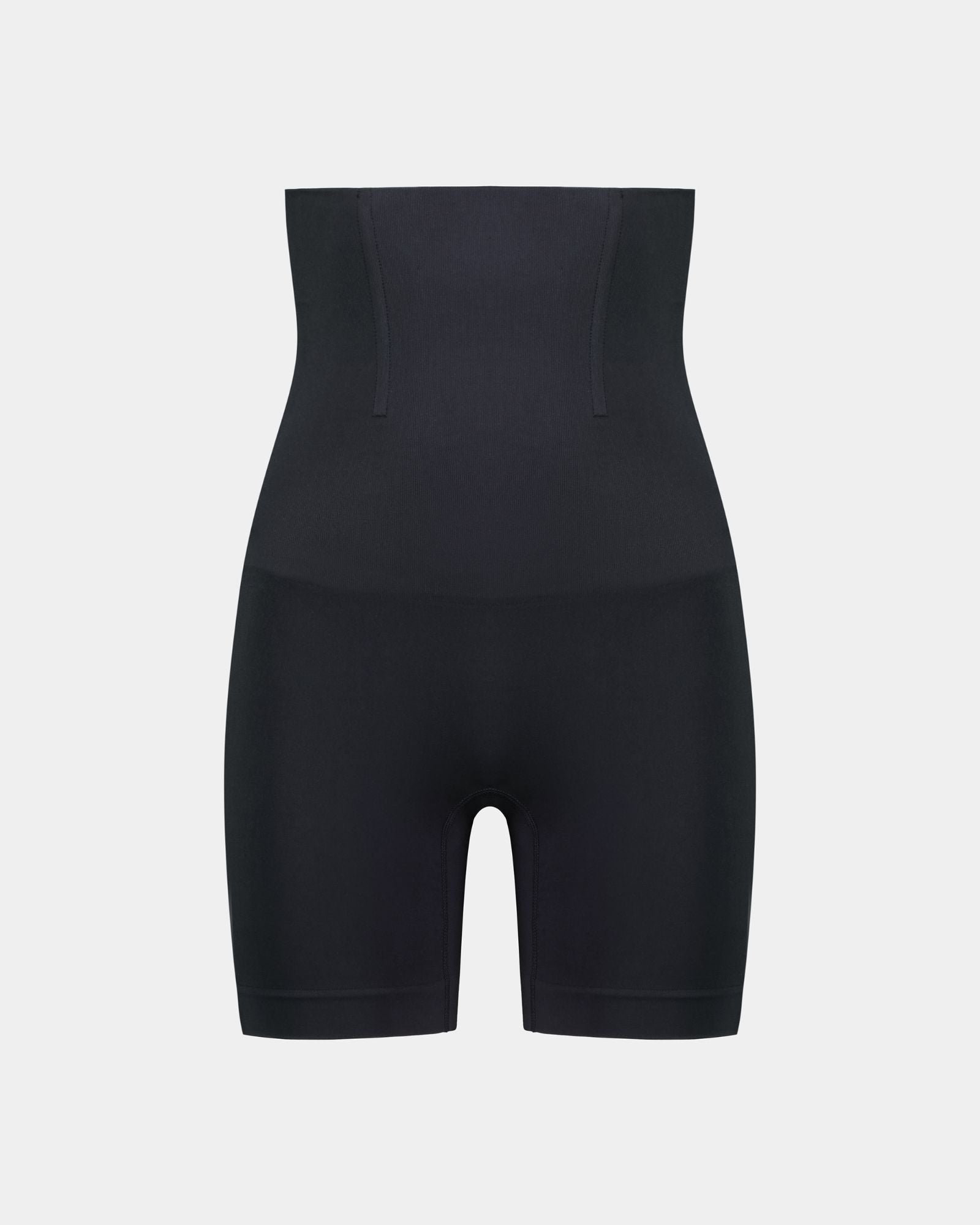Bamboo Bodywear High Waisted Shaper Short in BLACK. Flat lay front view