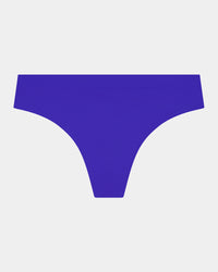 Seamless Soft Thong in DAZZLING BLUE. Flat lay front view