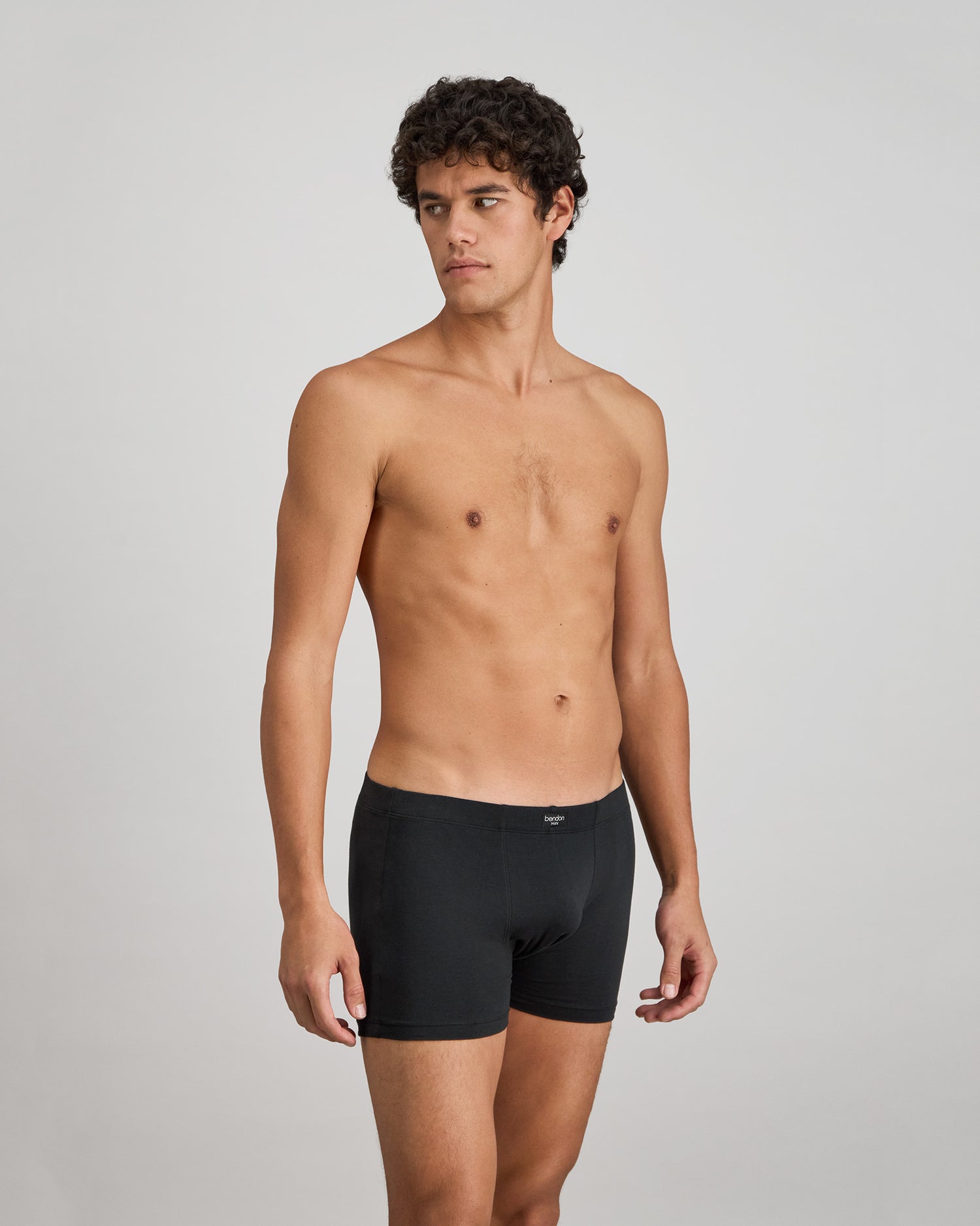 Cotton Stretch Mens Trunk in BLACK. Flat lay back view