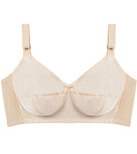 Rigid Soft Cup Wire Free Bra in HONEY BEIGE. Flat lay front view
