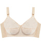 Rigid Soft Cup Wire Free Bra in HONEY BEIGE. Flat lay front view