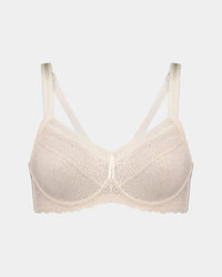 Delicate Lace Underwire Bra in IVORY/CREAM TAN. Flat lay front view