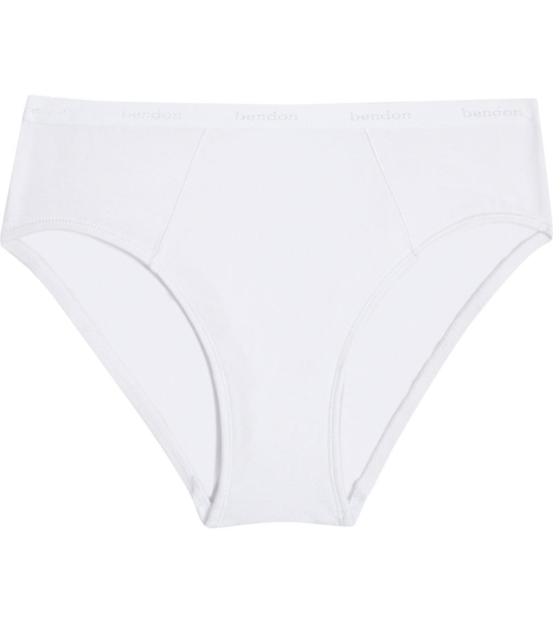 Body Cotton High Cut Brief in WHITE. Flat lay front view
