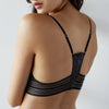 Model wears Captivate Me Bralette in BLACK. On body back view