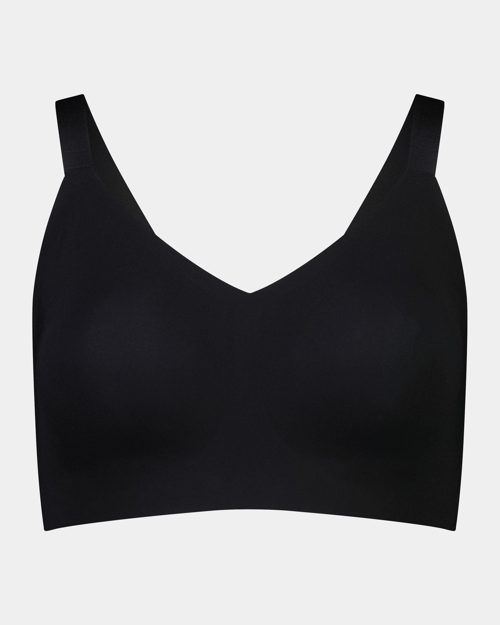 Comfit Collection Wire Free Bra in BLACK. Flat lay front view