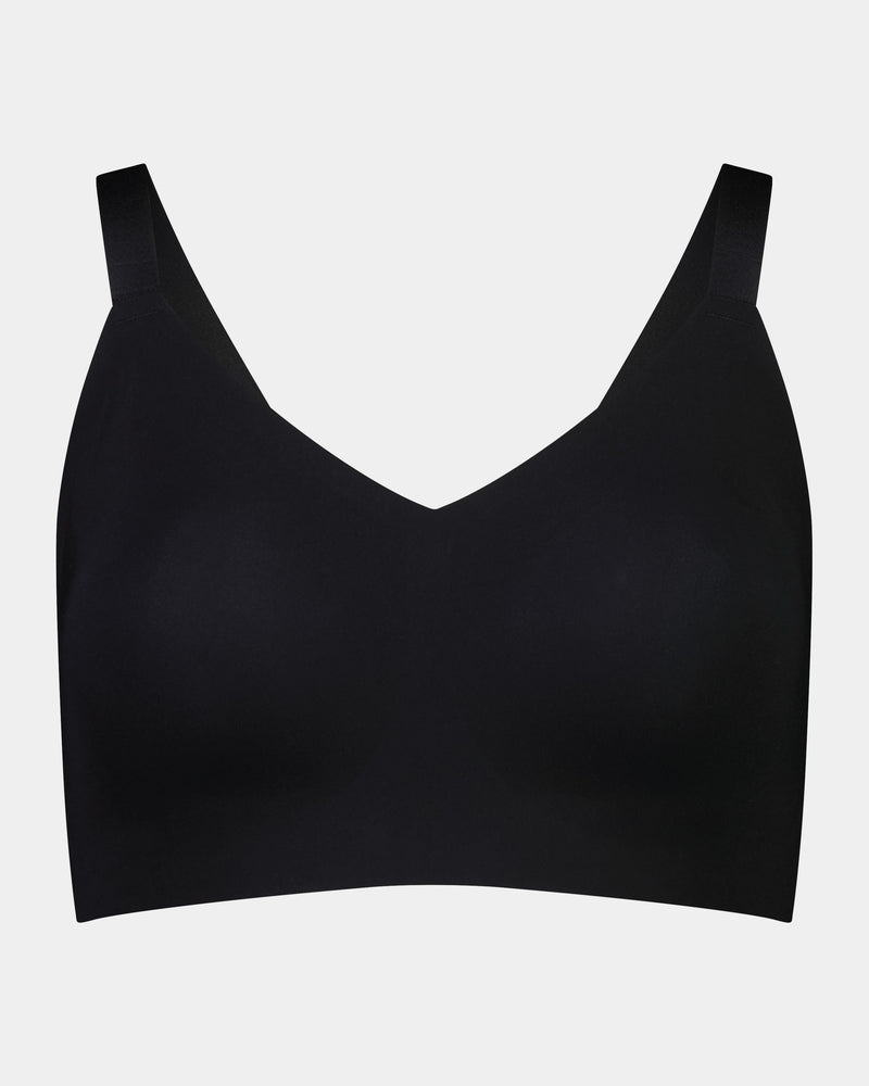 Comfit Collection Wire Free Bra in BLACK. Flat lay front view