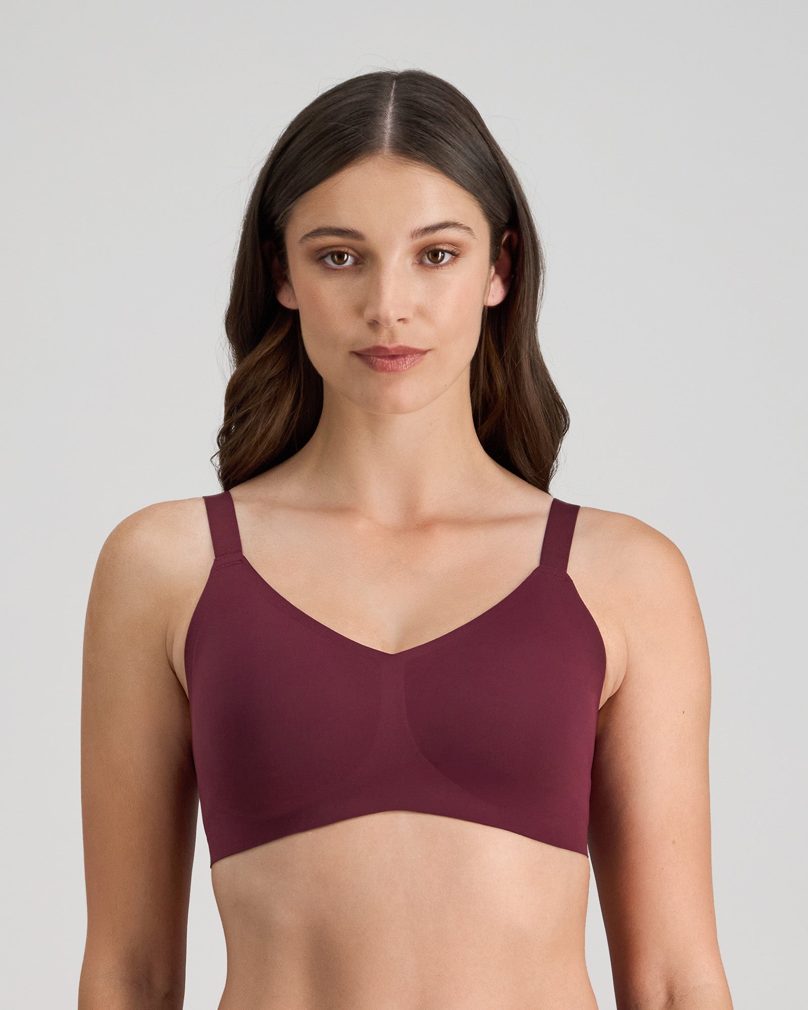 Model wears Comfit Collection Wire Free Bra in FIG. On body front view