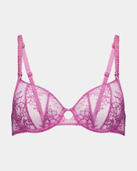 Sweetheart Underwire Bra in FUCHSIA PINK. Flat lay front view
