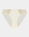 Wistful Bloom Bikini in LATTE/EGRET. Flat lay front view