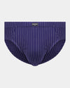 Cotton Stretch Mens Brief in PEACOAT PINSTRIPE. Flat lay front view